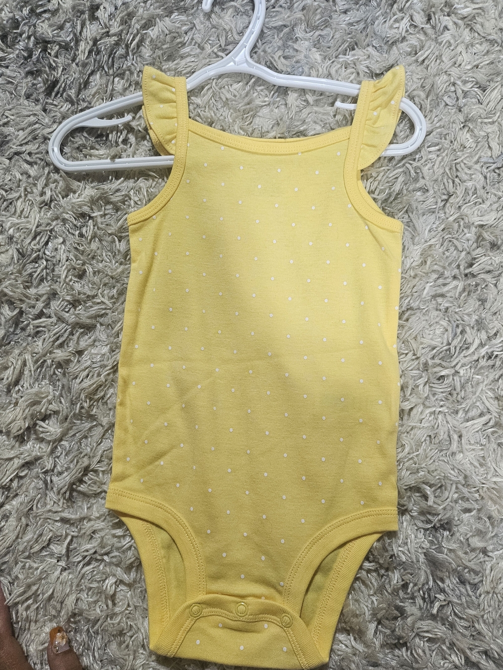 2/20$ Yellow Polka Dot Ruffle Shoulder One-Piece Bodysuit